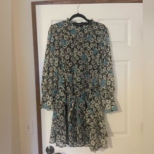 Blue and white long sleeve dress